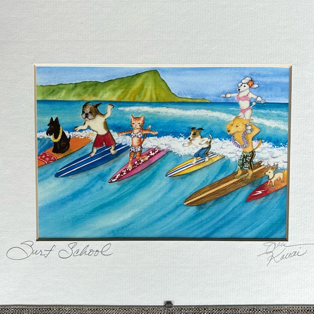 Surf School Matted And Framed Print By Joanna Carolan